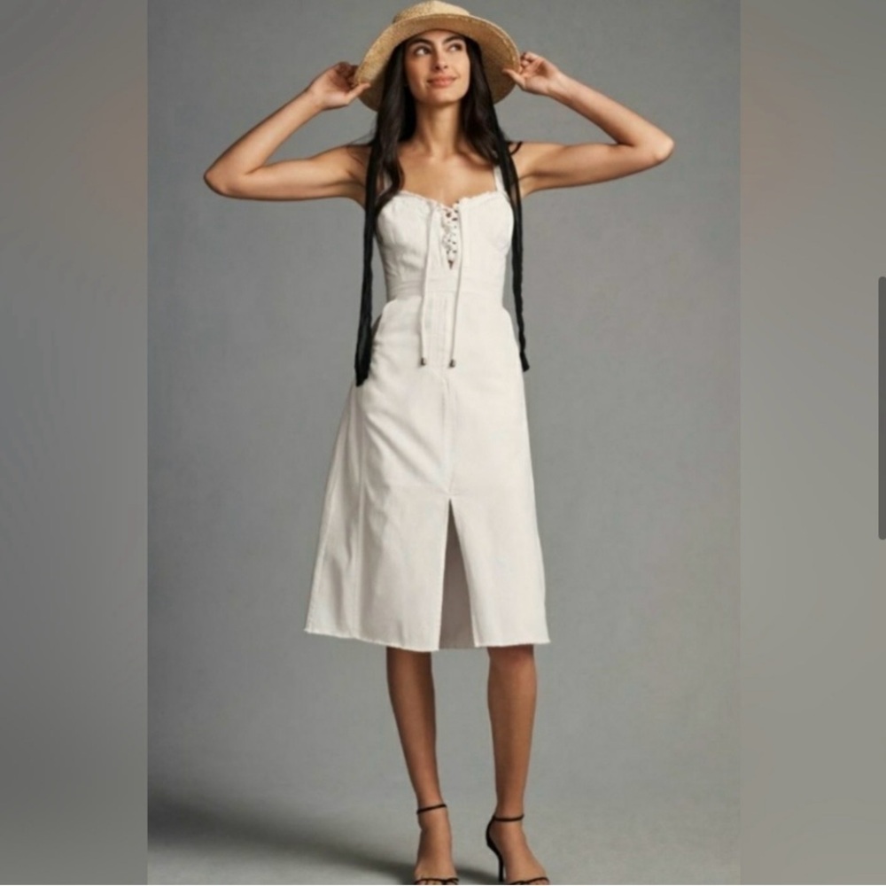 Anthropologie Pilcro White Denim Corset dress